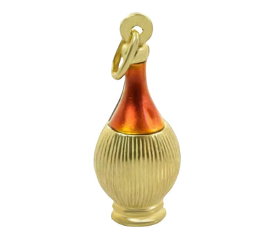 Vintage Chianti Wine Bottle Charm Pendant in 18 Karat Yellow Gold