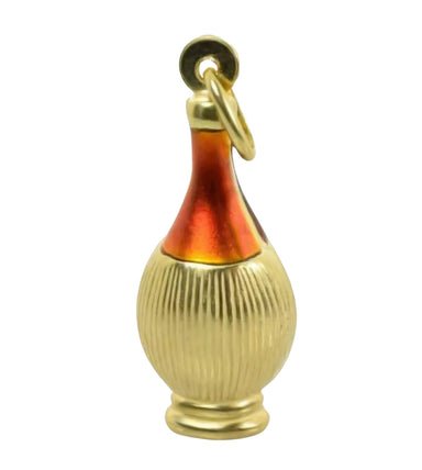 Vintage Chianti Wine Bottle Charm Pendant in 18 Karat Yellow Gold - alternate view