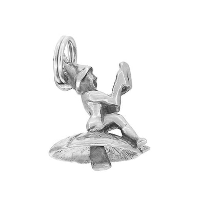 Little Gnome on a Mushroom Charm in 14 Karat Gold - Yellow or White Gold - alternate view