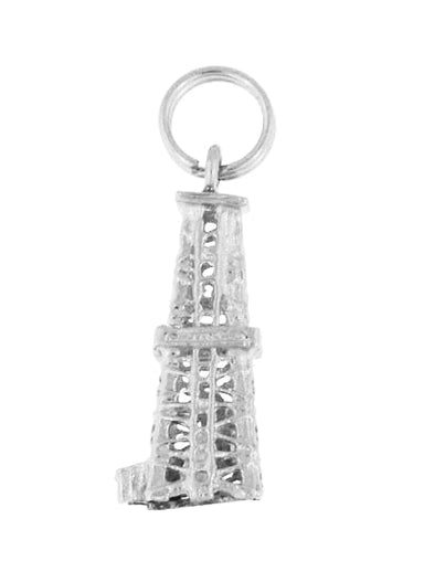 Vintage Oil Rig Derrick Charm in 14 Karat Gold - alternate view