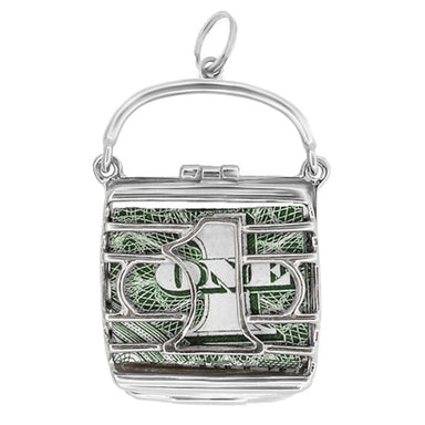 Mad Money Opening Purse Charm in 14 Karat White Gold - Movable Pendant - alternate view