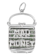 Mad Money Opening Purse Charm in 14 Karat White Gold - Movable Pendant