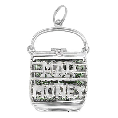 Mad Money Opening Purse Charm in 14 Karat White Gold - Movable Pendant