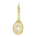 Tennis Racket Pendant Charm with Pearl Ball - Yellow Gold 14K - C709