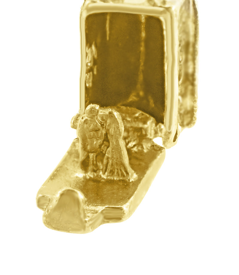 Old Church with Hidden Bride and Groom Movable Charm in 14 Karat Gold - Item: C724 - Image: 4