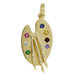 Painter's Palette Vintage Pendant Charm in 14 Karat Yellow Gold with Gemstones