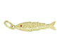 Vintage Movable Wrigging Fish Charm in Yellow Gold - with GARNET Eyes - C780-G