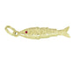 Vintage Movable Wrigging Fish Charm in Yellow Gold - with RUBY Eyes - C780-R
