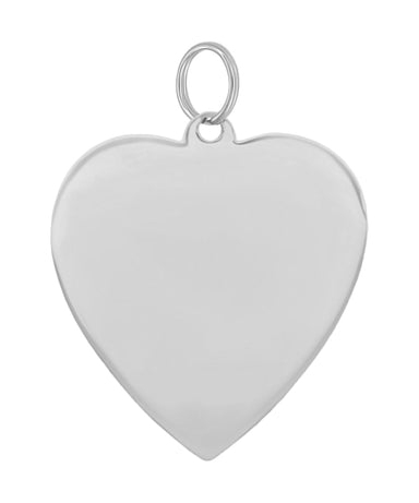 1960's Style Large Flat Engravable Heart Pendant Medallion in 14 Karat Yellow, White or Rose Gold - alternate view