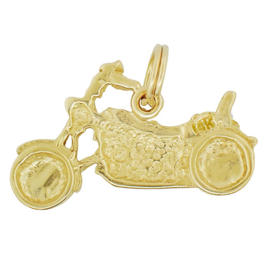 Cruiser Motorcyle Pendant Charm in Solid 14 Karat Yellow Gold - alternate view