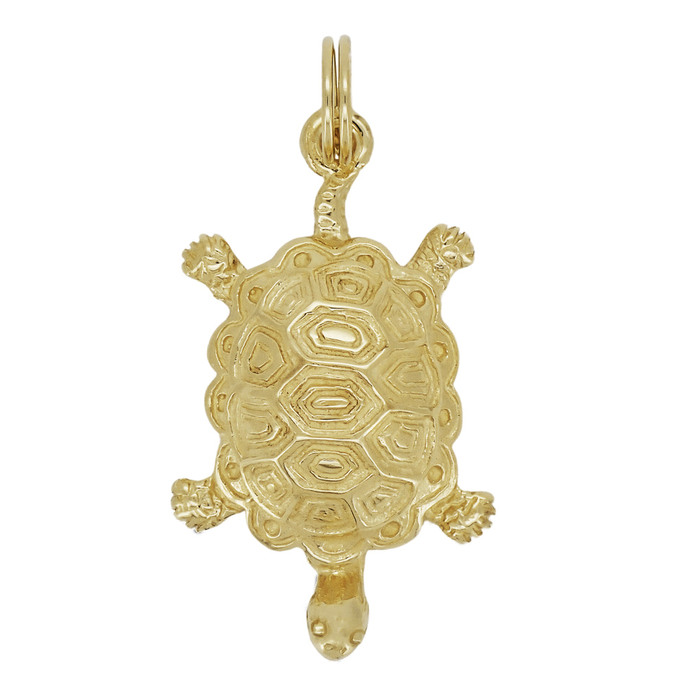 Turtle Charm Pendant in 14 Karat Yellow Gold - Item: C802 - Image: 2