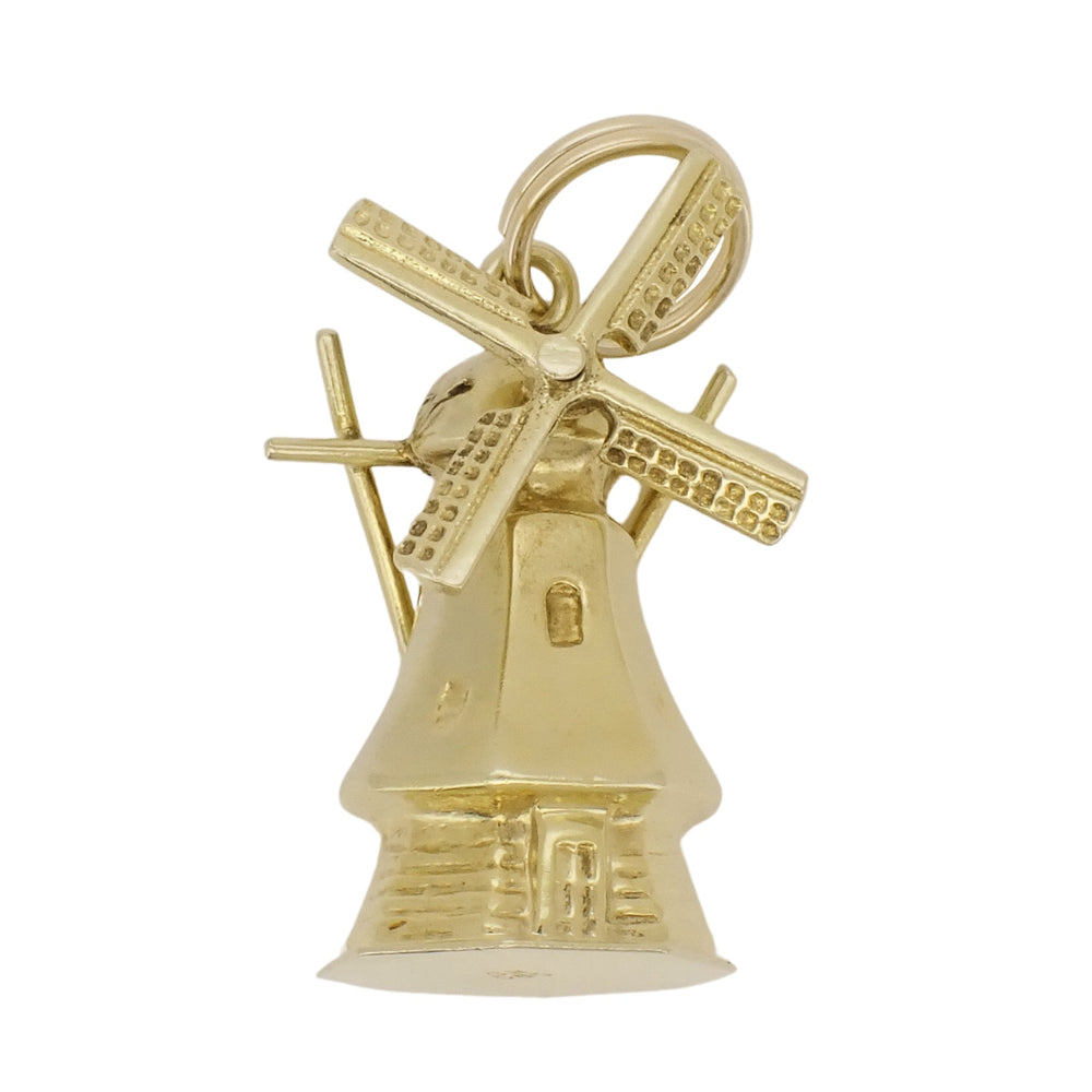 Vintage Dutch Windmill Charm with Movable Blades in 14 Karat Yellow Gold - Item: C806 - Image: 5