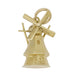 Vintage Dutch Windmill Charm with Movable Blades in 14 Karat Yellow Gold