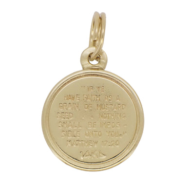 Vintage Matthew 17:20 Mustard Seed Faith Charm in 14 Karat Yellow Gold - alternate view