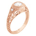 Rose Gold Art Deco Low Dome Engraved Filigree 3/4 Carat Diamond Engagement Ring