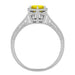 Art Deco Yellow Sapphire Filigree Hexagon Engagement Ring in 14 Karat White Gold