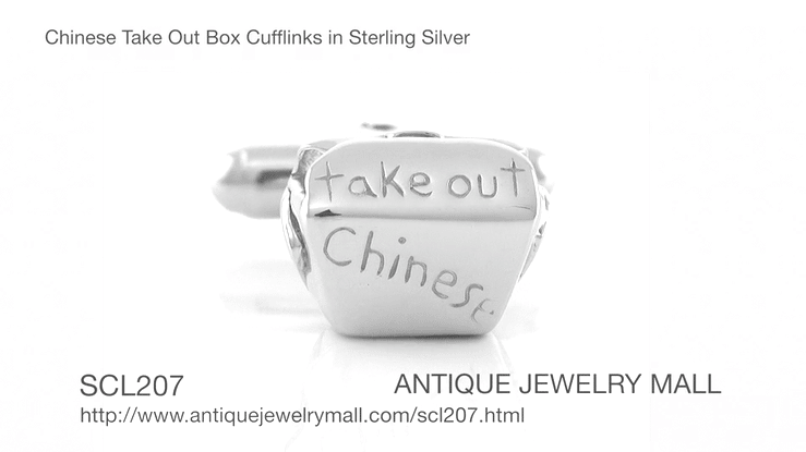 Chinese Take Out Box Cufflinks in Sterling Silver - Item: SCL207 - Image: 4