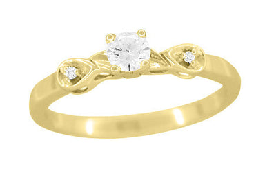 Classic 1950's Retro Moderne 1/4 Carat Diamond Engagement Ring in Yellow Gold - 10K or 14K