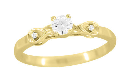 Classic 1950's Retro Moderne 1/4 Carat Diamond Engagement Ring in Yellow Gold - 10K or 14K
