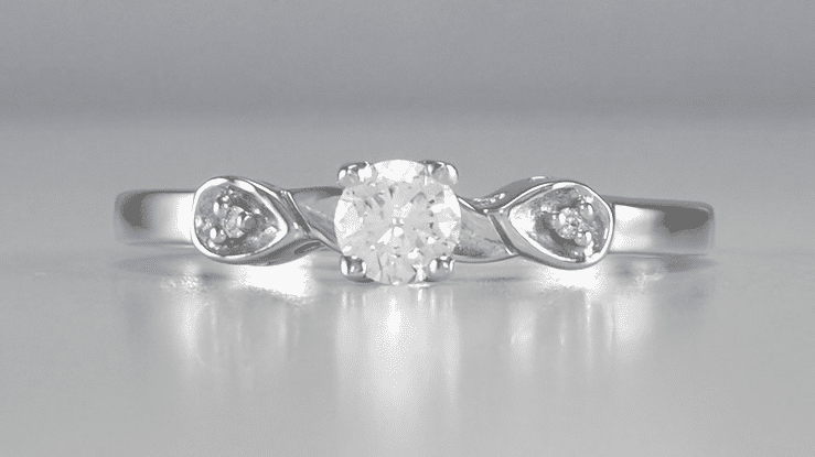 Retro Moderne 1/4 Carat Diamond Engagement Ring in White Gold - Item: R380W25K10-LC - Image: 5