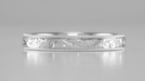 Classic Victorian Carved Acanthus Wedding Band in White Gold - 3mm