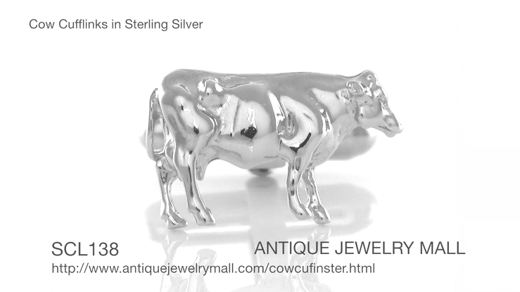 Cow Cufflinks in Sterling Silver - Item: SCL138 - Image: 4
