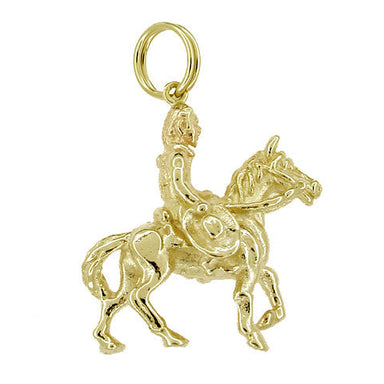 Cowboy on a Horse Charm in 14 Karat Yellow Gold