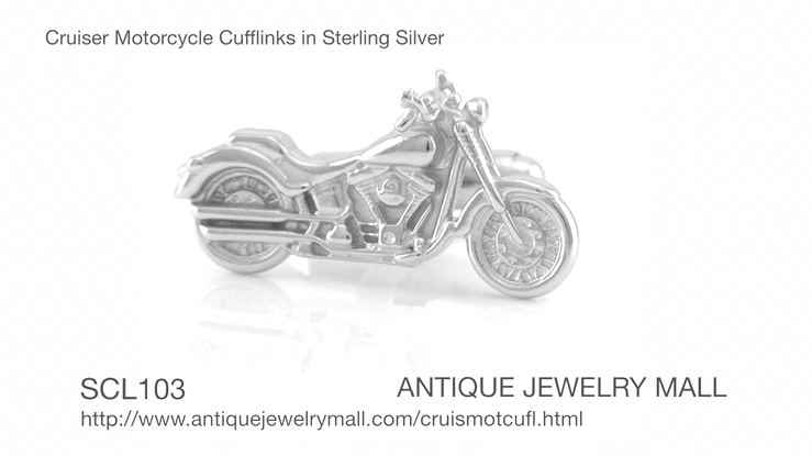 Cruiser Motorcycle Cufflinks in Sterling Silver - Item: SCL103 - Image: 4