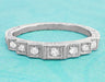 Art Deco Platinum Tiered Diamond Engraved Wedding Band