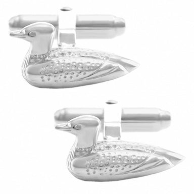 Duck Cufflinks - Decoy Duck Cufflinks in Solid Sterling Silver 925 3D Design - Front View - SCL113