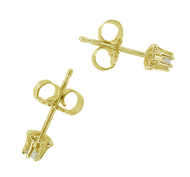 1960's 14K Yellow Gold Buttercup Diamond Stud Earrings - alternate view
