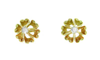 1960's 14K Yellow Gold Buttercup Diamond Stud Earrings