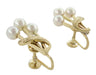 Vintage Mikimoto Pearl Cluster Earrings in 14 Karat Yellow Gold