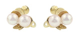 Vintage Mikimoto Pearl Earrings in 14 Karat Yellow Gold