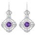Arts and Crafts Antique Style Amethyst Filigree Drop Earrings in Sterling Silver
