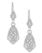 Art Deco Dangling Sterling Silver Diamond Filigree Earrings