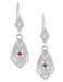 Art Deco Dangling Sterling Silver Diamond & Ruby Vintage Filigree Earrings - R178WR