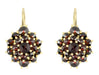 Bohemian Garnet Victorian Leverback Oval Cluster Earrings in 14K Yellow Gold and Sterling Silver Vermeil