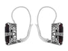 Art Deco Filigree Oval Cushion Cut Dark Red Garnet Earrings in Sterling Silver