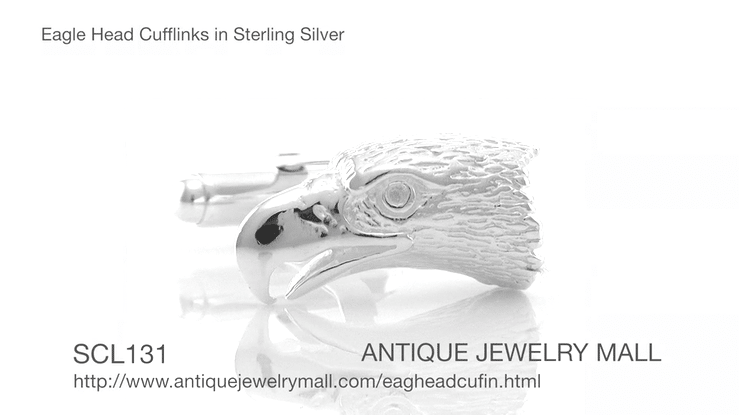 Eagle Head Cufflinks in Sterling Silver - Item: SCL131 - Image: 4
