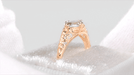 Edwardian Antique Rose Gold Oval White Sapphire Engagement Ring for women. Top and side views of East to West design shown. R799RWS