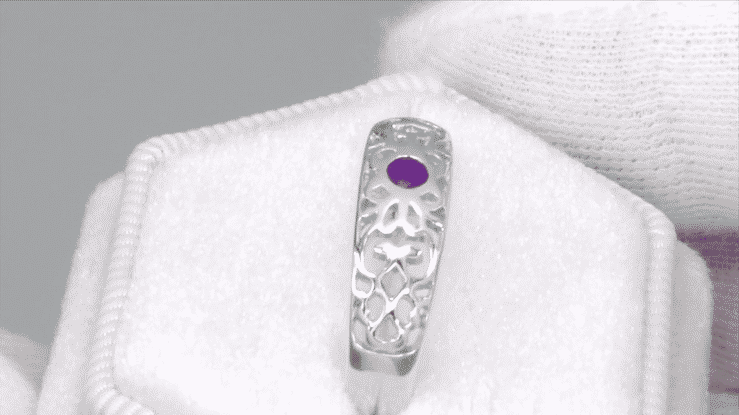 Edwardian Filigree Amethyst Band Ring in Sterling Silver - Item: SSR197AM - Image: 4