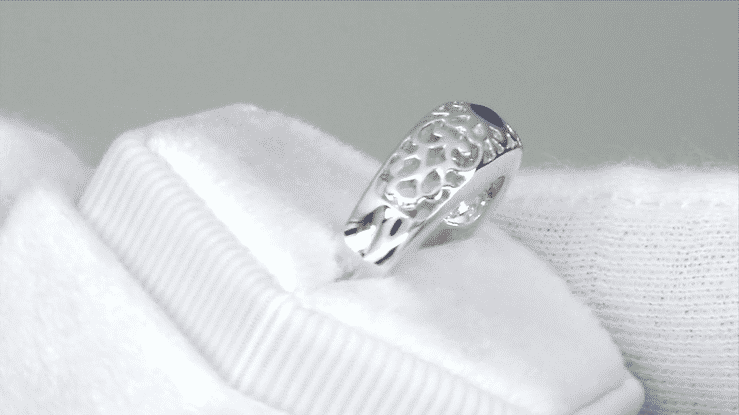 Edwardian Filigree Blue Sapphire Ring in 14 Karat White Gold - Item: R197S - Image: 4