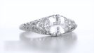 Edwardian Filigree 1.15 Ct. East West Oval White Topaz Promise Ring in Sterling Silver
