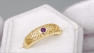 Edwardian Filigree Amethyst Ring in 14 Karat Yellow Gold