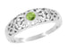 Edwardian Open Scroll Filigree Peridot Ring in Platinum