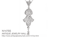 Edwardian Pearl Lavalier Drop Pendant Necklace in Sterling Silver