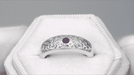 Edwardian Filigree Amethyst Ring in Platinum