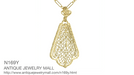 Edwardian Scalloped Leaf Dangling Filigree Pendant Necklace in Sterling Silver with Yellow Gold Vermeil