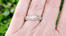 Edwardian Open Scroll Filigree Diamond Ring in Platinum